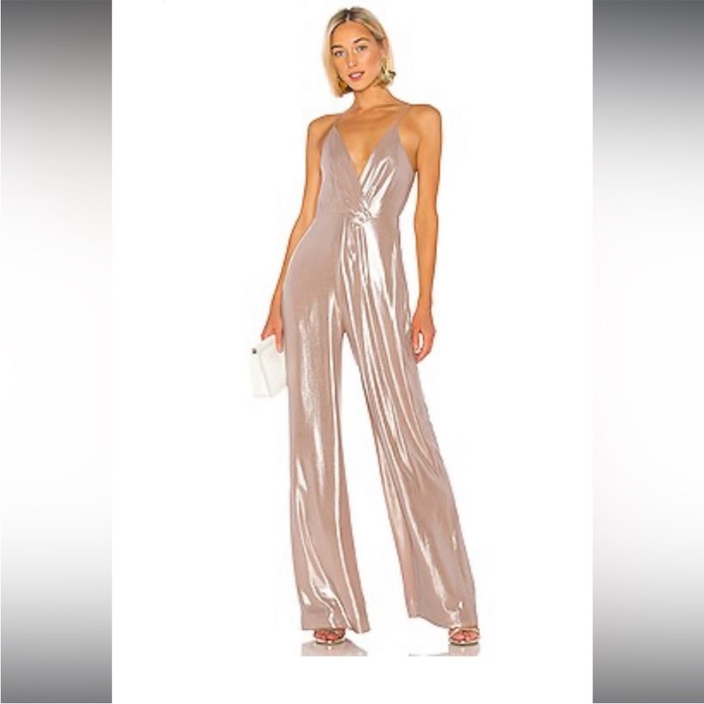 Jonathan Simkhai Metallic Chiffon Tieback Jumpsuit - S - NWT